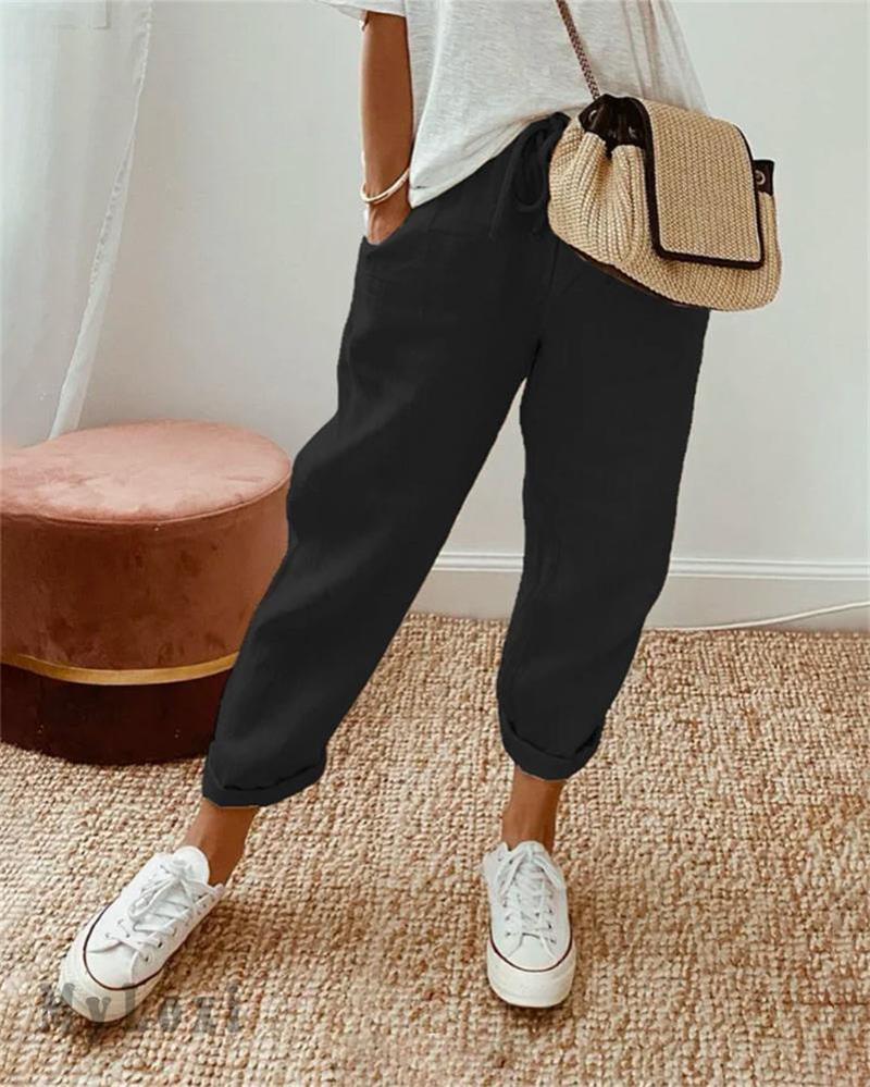 👖 60% RABATT! 🌞 Lässige Baumwoll- und Leinenhosen für Damen – Leichter Komfort, Perfekt für Sommer & Casual Style 💃