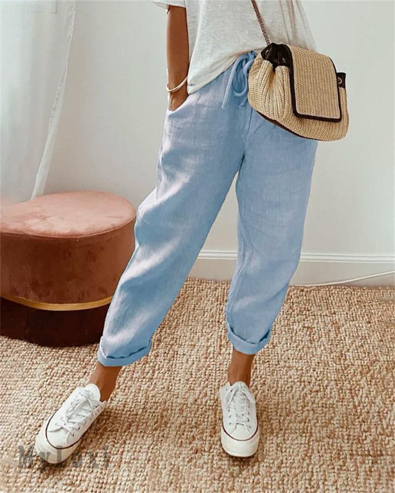👖 60% RABATT! 🌞 Lässige Baumwoll- und Leinenhosen für Damen – Leichter Komfort, Perfekt für Sommer & Casual Style 💃