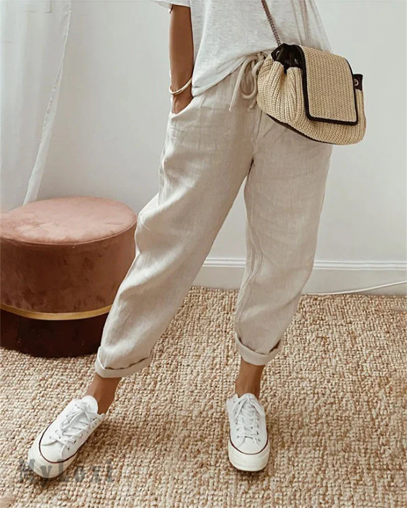 👖 60% RABATT! 🌞 Lässige Baumwoll- und Leinenhosen für Damen – Leichter Komfort, Perfekt für Sommer & Casual Style 💃