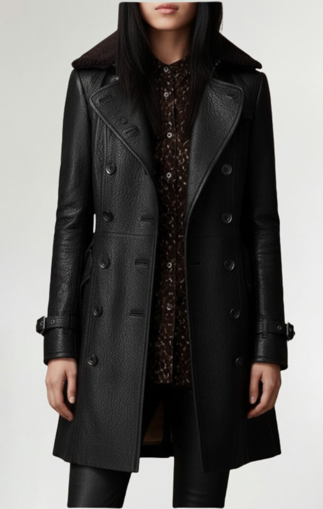 Cristina™| Abrigo elegante de cuero