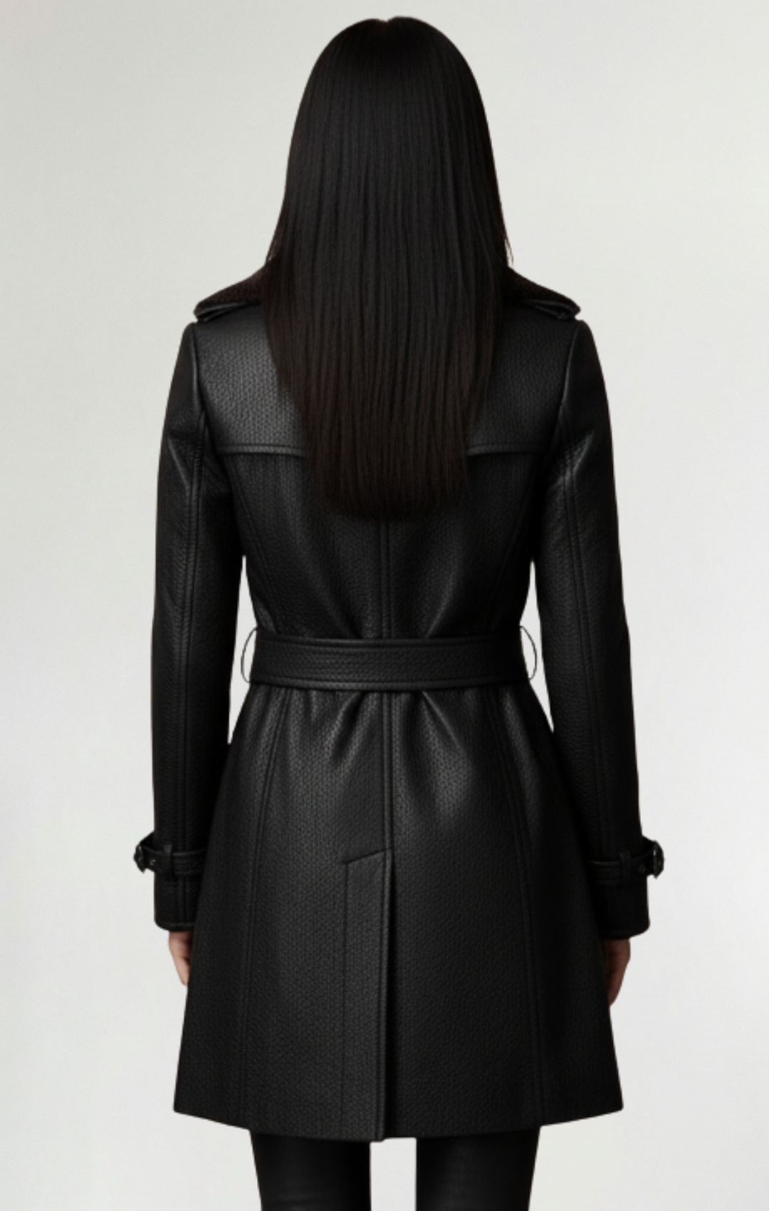 Cristina™| Abrigo elegante de cuero