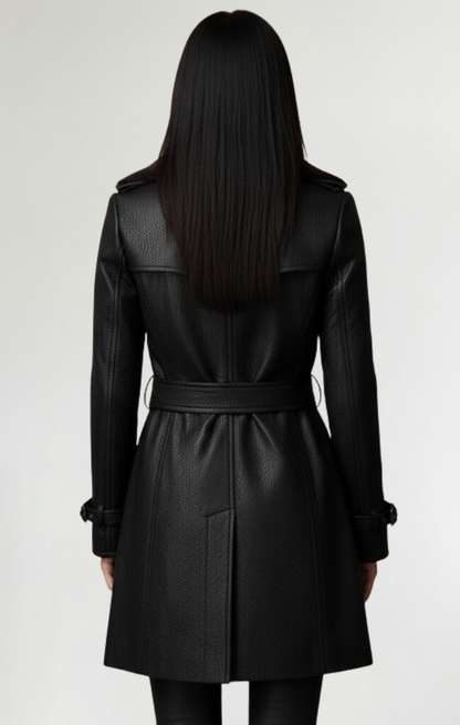 Cristina™| Abrigo elegante de cuero