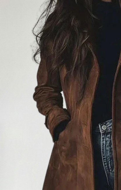 María | Chaqueta larga de ante vegano