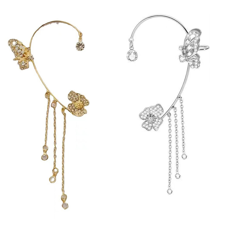 Pendientes sencillos con motivos de mariposas, flores y borlas: elegantes y cómodos, sin necesidad de perforarse las orejas