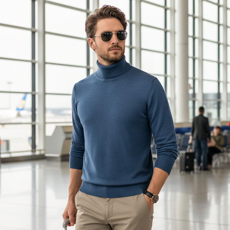 Jersey de cachemir premium para hombre, liso: tejido suave y agradable con un corte moderno, ideal para el trabajo y el tiempo libre