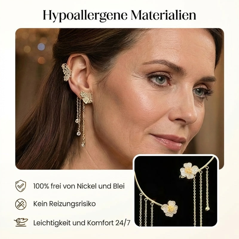 Pendientes sencillos con motivos de mariposas, flores y borlas: elegantes y cómodos, sin necesidad de perforarse las orejas