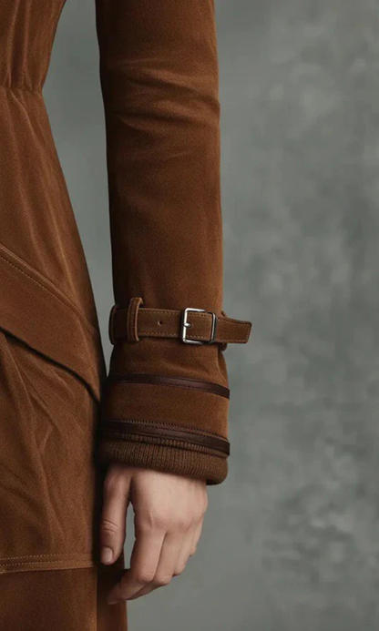 Ana™ - Chaqueta larga de ante vegano