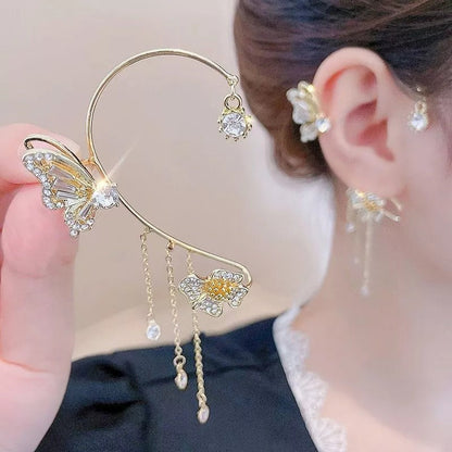 Pendientes sencillos con motivos de mariposas, flores y borlas: elegantes y cómodos, sin necesidad de perforarse las orejas