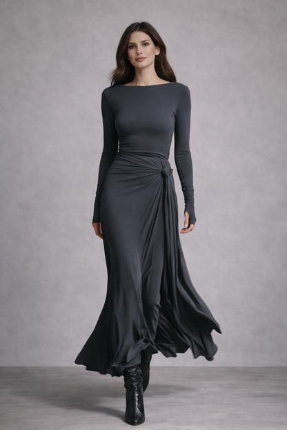 Vestido largo con nudo lateral