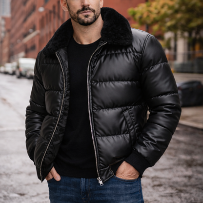 Abrigo negro acolchado