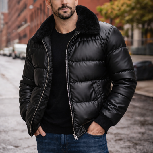 Abrigo negro acolchado