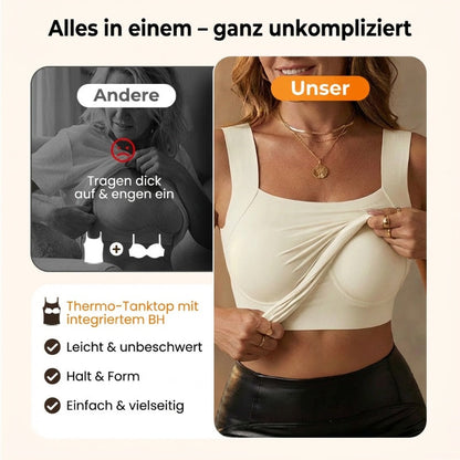 Camiseta térmica sin mangas para mujer con cuello redondo: sujetador integrado, sin costuras y perfecta para llevar debajo de otras prendas