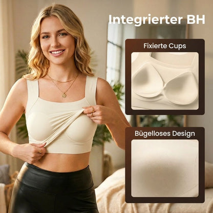 Camiseta térmica sin mangas para mujer con cuello redondo: sujetador integrado, sin costuras y perfecta para llevar debajo de otras prendas