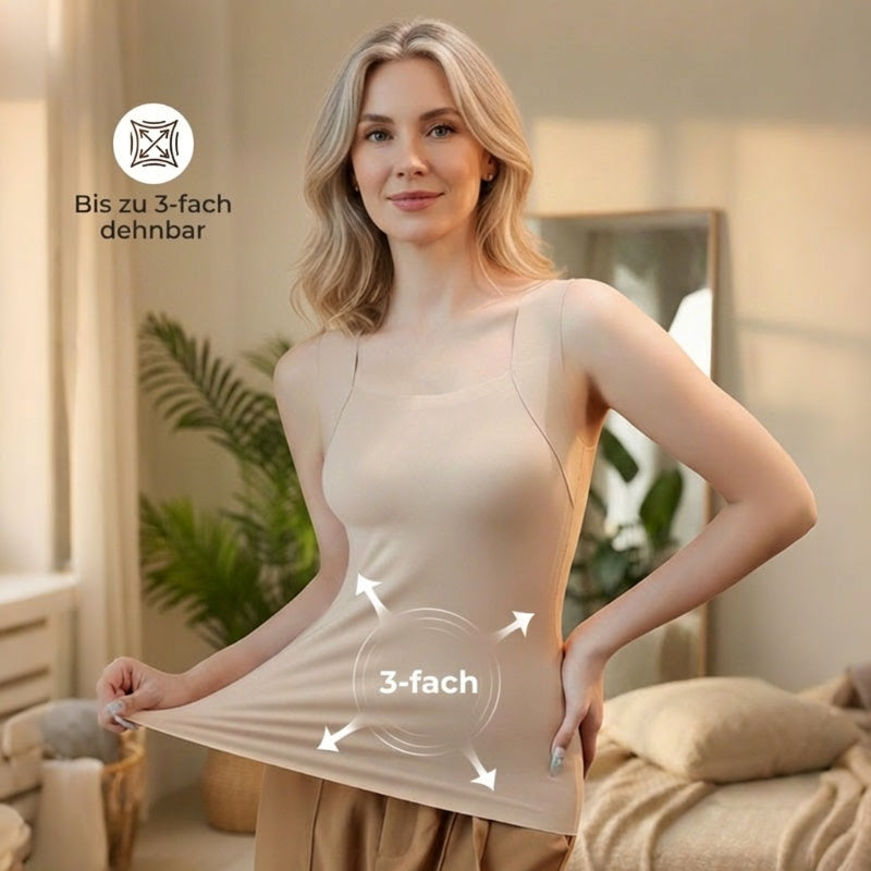 Camiseta térmica sin mangas para mujer con cuello redondo: sujetador integrado, sin costuras y perfecta para llevar debajo de otras prendas