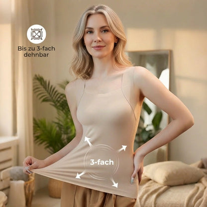 Camiseta térmica sin mangas para mujer con cuello redondo: sujetador integrado, sin costuras y perfecta para llevar debajo de otras prendas