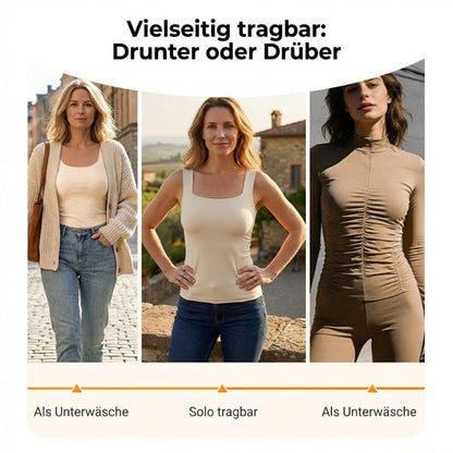 Camiseta térmica sin mangas para mujer con cuello redondo: sujetador integrado, sin costuras y perfecta para llevar debajo de otras prendas