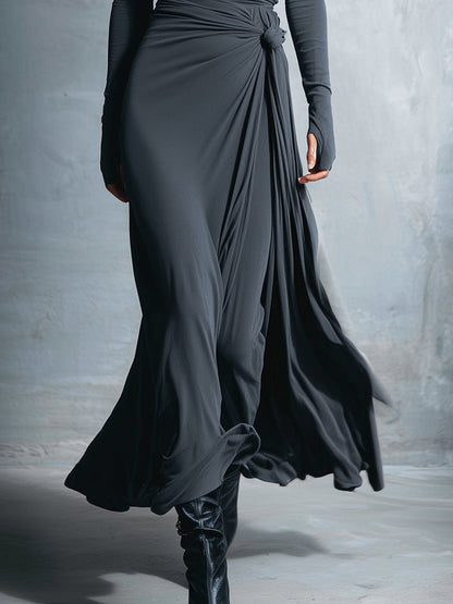 Vestido largo con nudo lateral