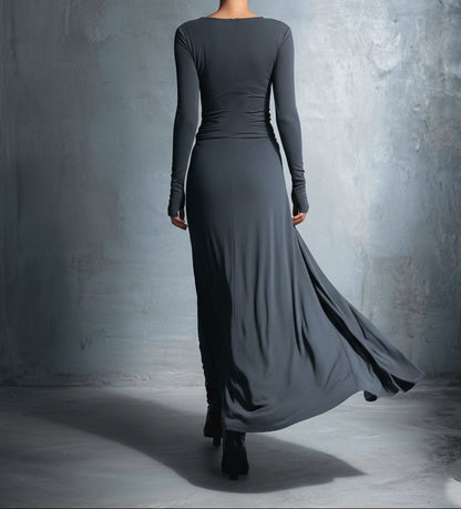 Vestido largo con nudo lateral