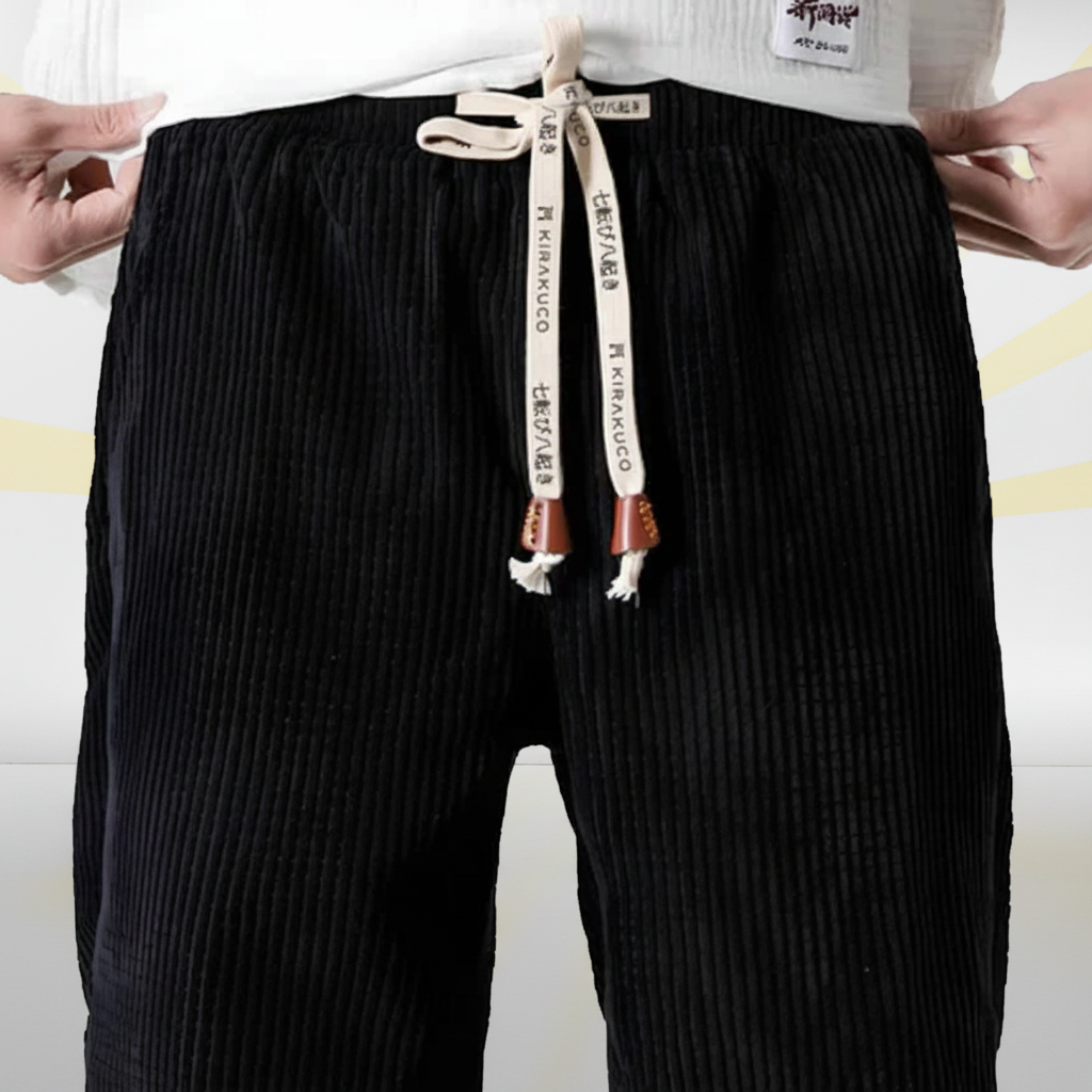 Pantalones BRUNO negros - detalle cintura - FONDO