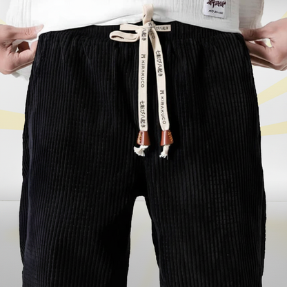 Pantalones BRUNO negros - detalle cintura - FONDO