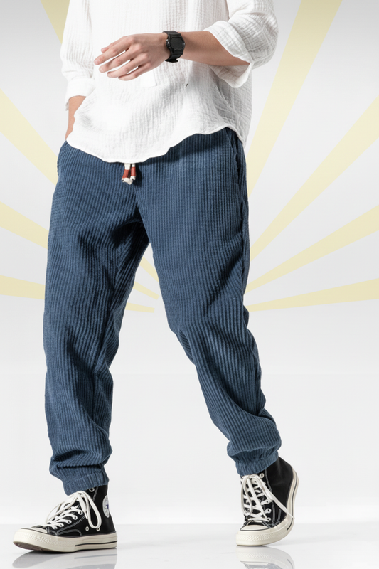 SOL - Pantalones azules con rayas - FONDO