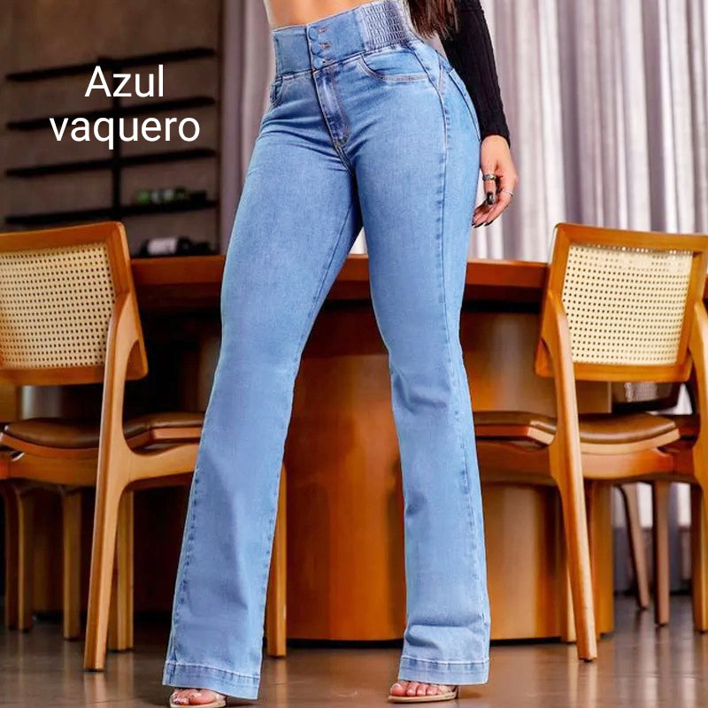 Vaqueros elásticos con cintura alta