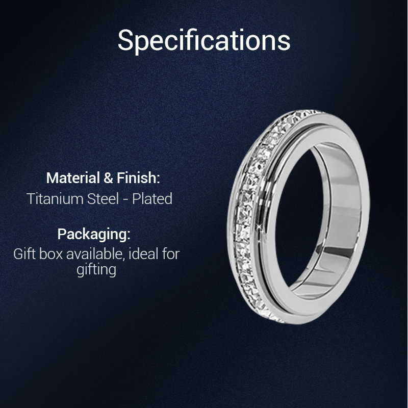 Anillo giratorio de titanio con circonita