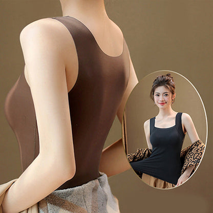 Camiseta térmica sin mangas para mujer con cuello redondo: sujetador integrado, sin costuras y perfecta para llevar debajo de otras prendas