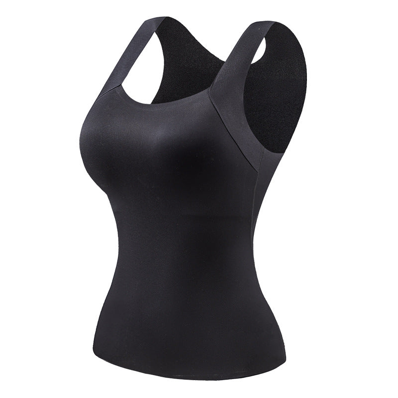 Camiseta térmica sin mangas para mujer con cuello redondo: sujetador integrado, sin costuras y perfecta para llevar debajo de otras prendas