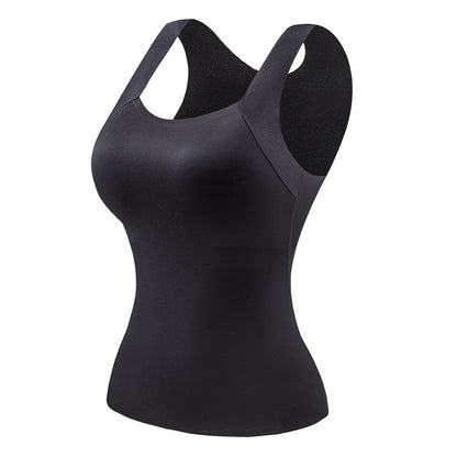 Camiseta térmica sin mangas para mujer con cuello redondo: sujetador integrado, sin costuras y perfecta para llevar debajo de otras prendas