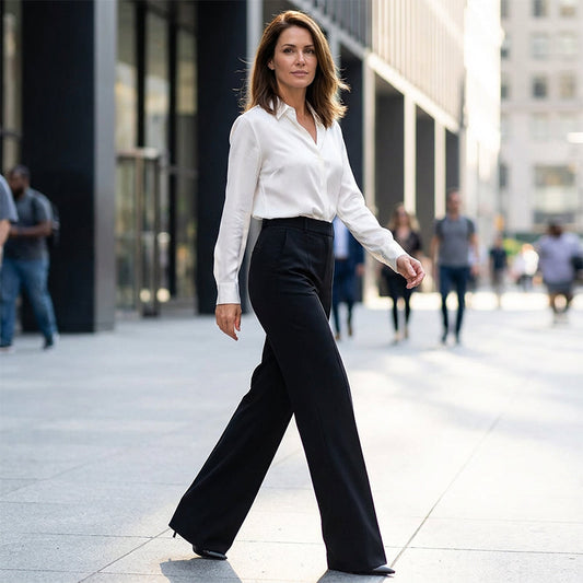 Pantalones de traje de mujer con cintura alta