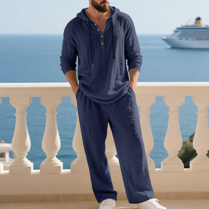 Conjunto de 2 piezas para hombre: camiseta holgada con capucha y pantalones