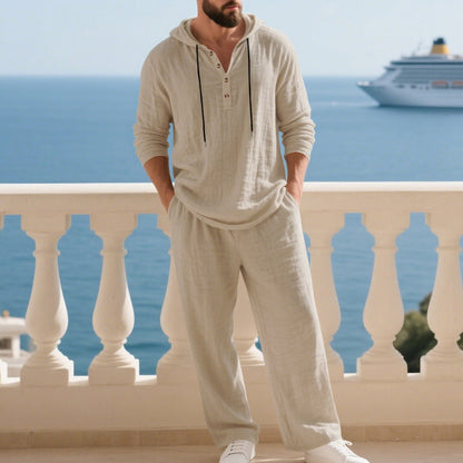Conjunto de 2 piezas para hombre: camiseta holgada con capucha y pantalones