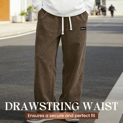 Pantalones de hombre con corte holgado, cordón y bolsillos