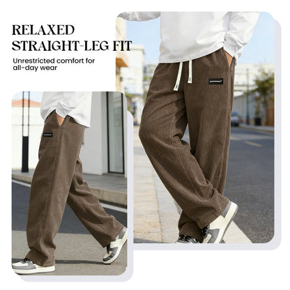 Pantalones de hombre con corte holgado, cordón y bolsillos