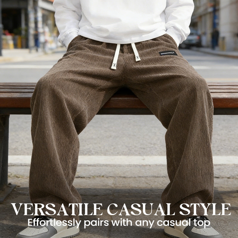 Pantalones de hombre con corte holgado, cordón y bolsillos