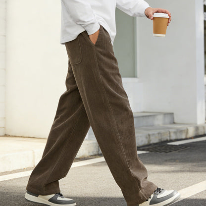 Pantalones de hombre con corte holgado, cordón y bolsillos
