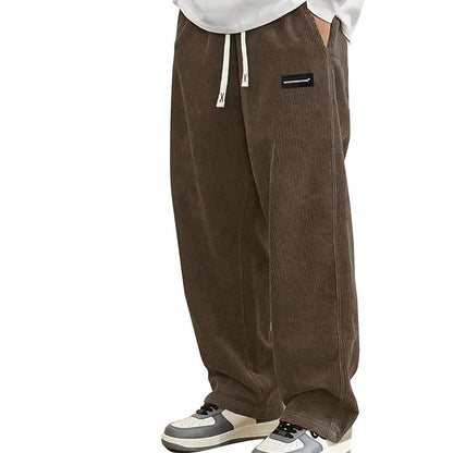Pantalones de hombre con corte holgado, cordón y bolsillos