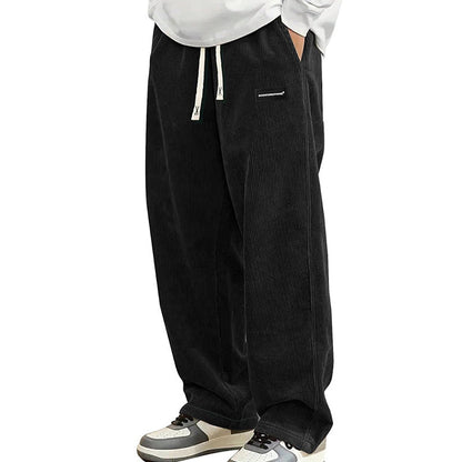 Pantalones de hombre con corte holgado, cordón y bolsillos