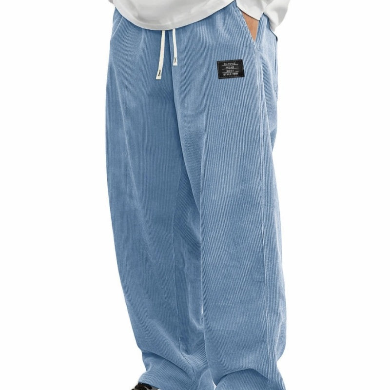 Pantalones de hombre con corte holgado, cordón y bolsillos