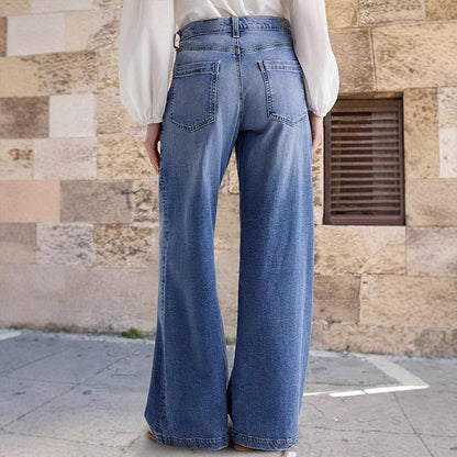 Damen-Vintage-Hochbund-Weitbeinjeans
