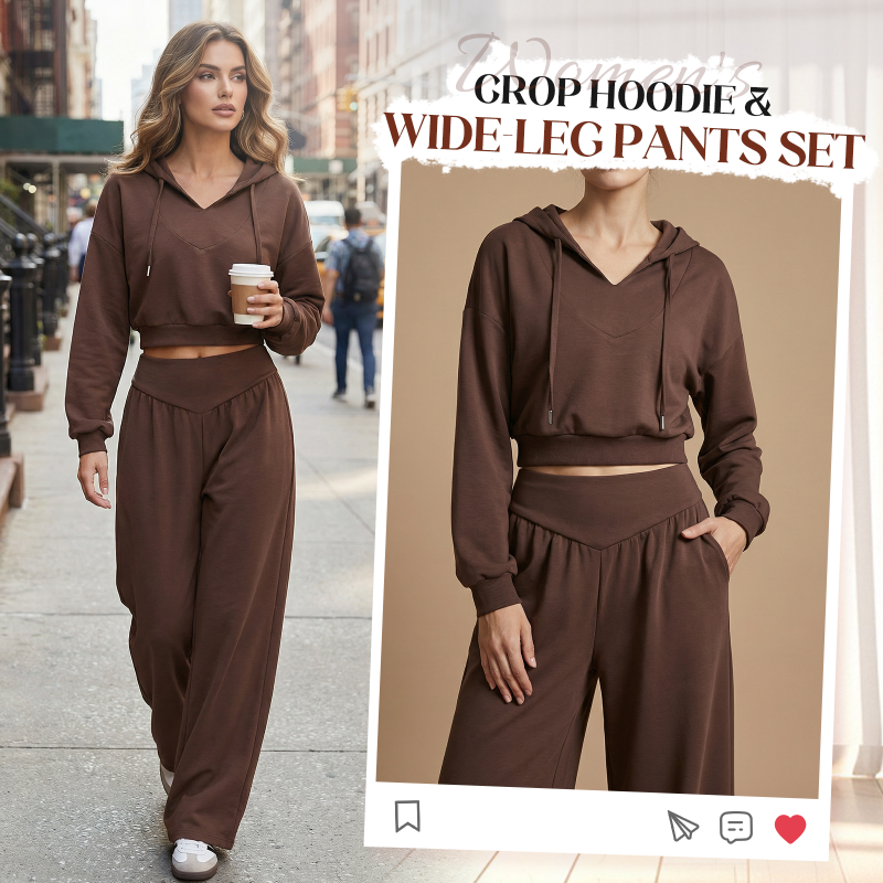 👚 60% RABATT! 🩳 Damen-Set aus Kurzem Hoodie & Weit Geschnittener Hose – Bequemer Baumwollmix, Koordiniertes Outfit & Lässiger Style 🏃‍♀️