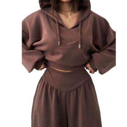 👚 60% RABATT! 🩳 Damen-Set aus Kurzem Hoodie & Weit Geschnittener Hose – Bequemer Baumwollmix, Koordiniertes Outfit & Lässiger Style 🏃‍♀️