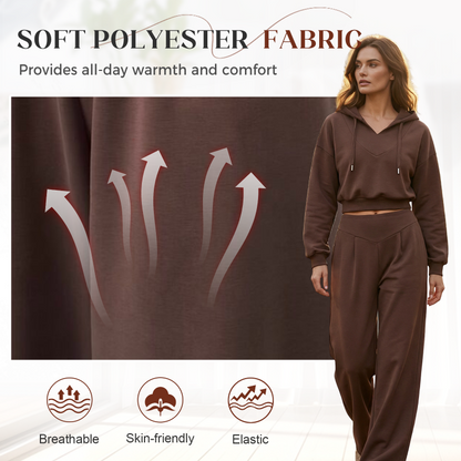👚 60% RABATT! 🩳 Damen-Set aus Kurzem Hoodie & Weit Geschnittener Hose – Bequemer Baumwollmix, Koordiniertes Outfit & Lässiger Style 🏃‍♀️