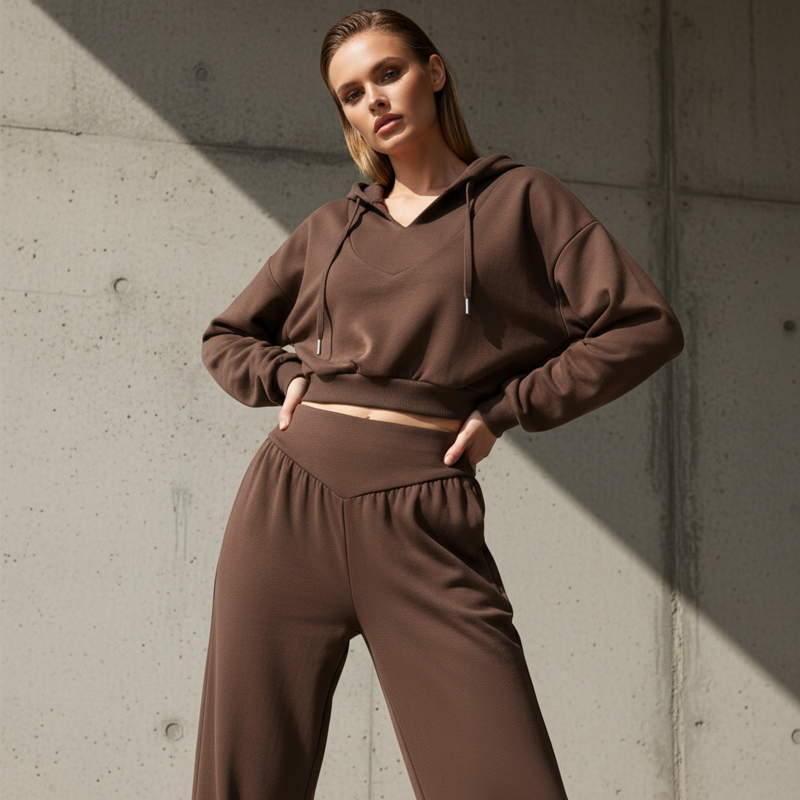 👚 60% RABATT! 🩳 Damen-Set aus Kurzem Hoodie & Weit Geschnittener Hose – Bequemer Baumwollmix, Koordiniertes Outfit & Lässiger Style 🏃‍♀️