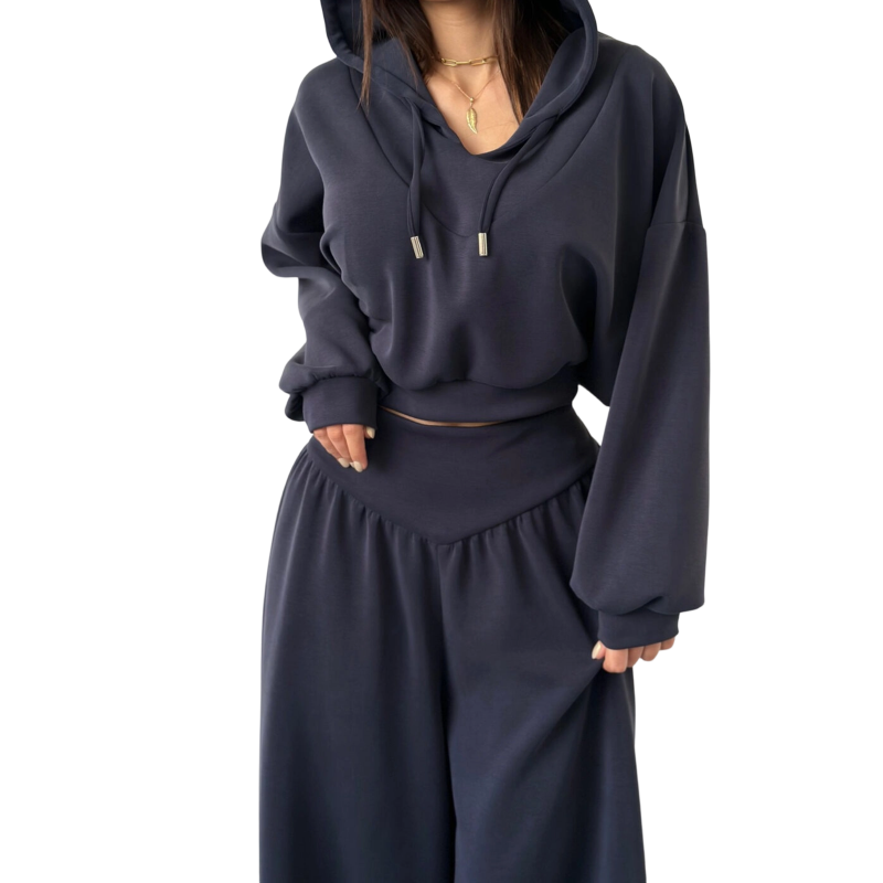 👚 60% RABATT! 🩳 Damen-Set aus Kurzem Hoodie & Weit Geschnittener Hose – Bequemer Baumwollmix, Koordiniertes Outfit & Lässiger Style 🏃‍♀️
