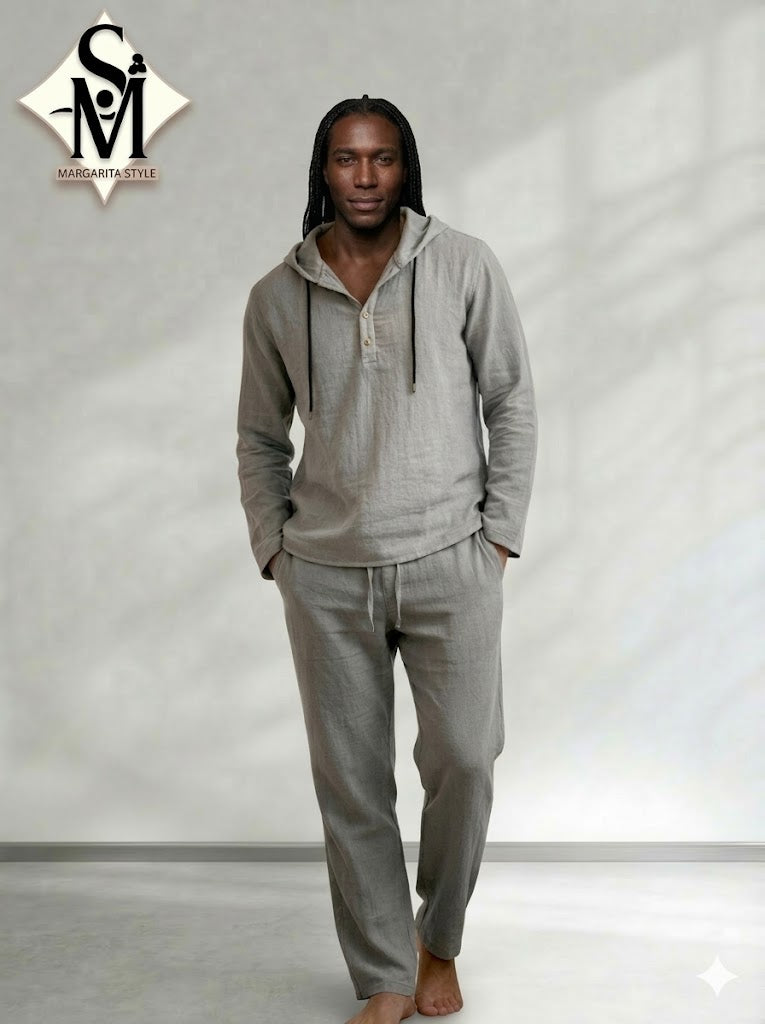 Conjunto de 2 piezas para hombre: camiseta holgada con capucha y pantalones